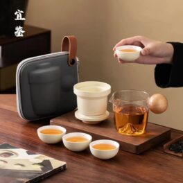 368定制便携式旅行茶具套装户外露营快客杯一壶四杯陶瓷茶壶茶杯礼品