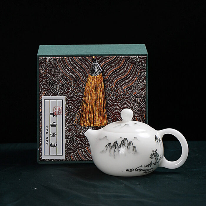 6178858 宜鉴冰种羊脂玉茶具高山流水德化玉瓷功夫茶具商用家用轻奢伴手礼 - 图片 11