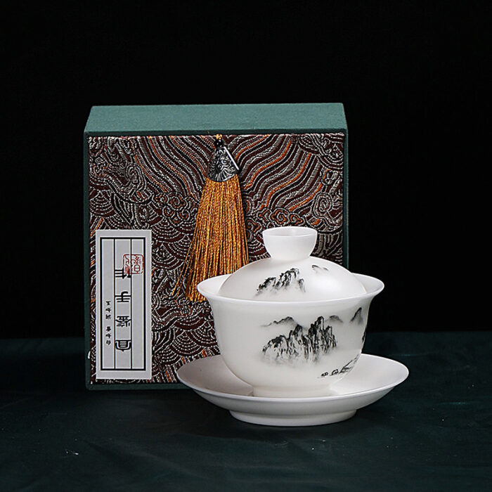 6178858 宜鉴冰种羊脂玉茶具高山流水德化玉瓷功夫茶具商用家用轻奢伴手礼 - 图片 12
