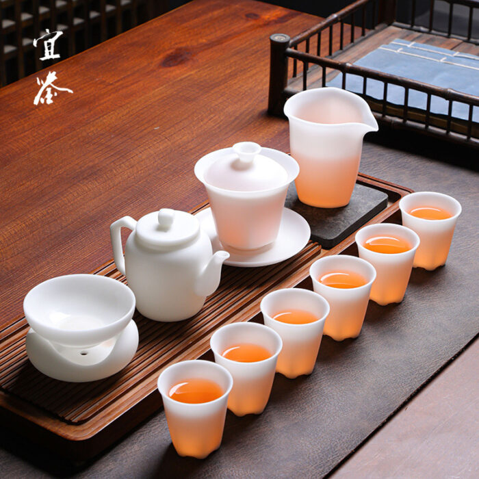 1358538宜鉴冰种羊脂玉茶具套装素烧冰雪白功夫茶具德化白瓷泡茶器具礼品 - 图片 3