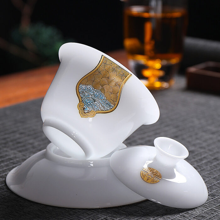 4298定制吉祥如意冰种羊脂玉茶具套装德化白瓷功夫茶具家用商用伴手礼 - 图片 3