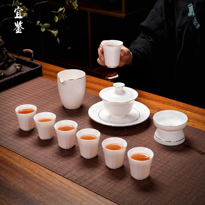 1103 定制羊脂玉茶具德化白瓷功夫茶具描金泡茶器商务家用伴手礼可logo - 图片 2