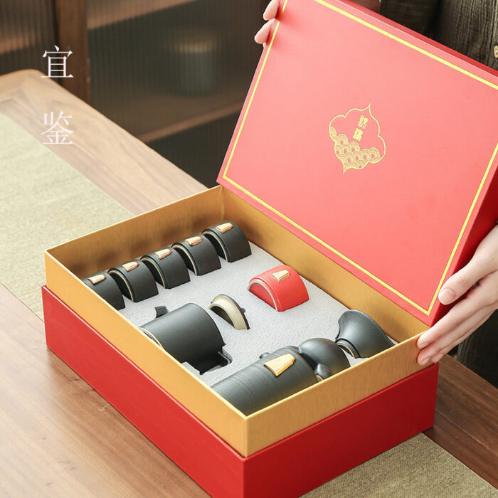 5146定制宜鉴黑陶路宝功夫茶具家用创意小套装描金陶瓷茶具轻奢伴手礼 - 图片 3