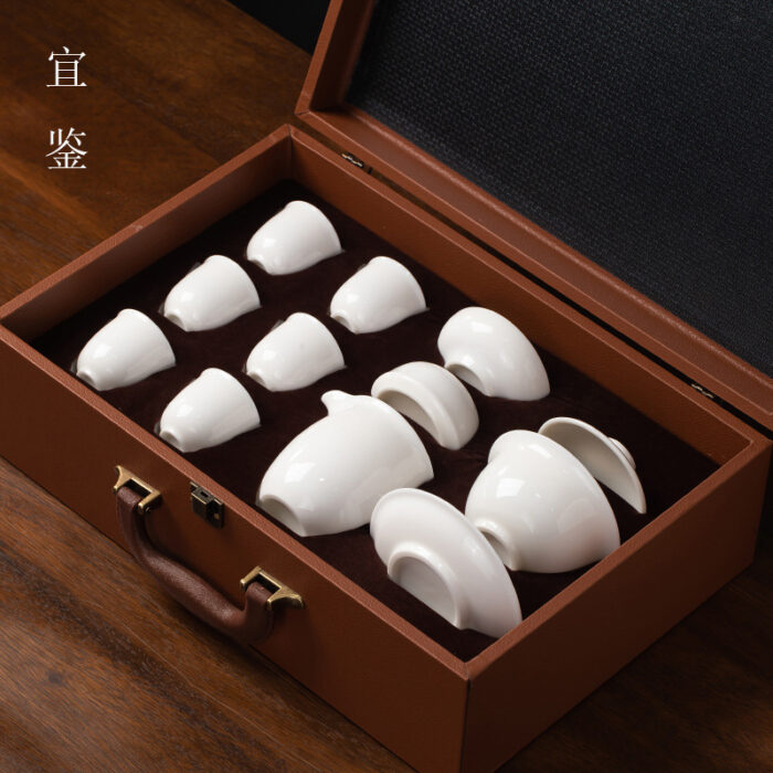 188 定制宜鉴玉瓷茶具套装羊脂玉功夫茶具德化白瓷品茗茶具茶杯伴手礼 - 图片 3