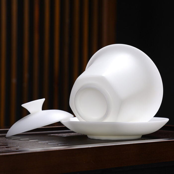 1358538宜鉴冰种羊脂玉茶具套装素烧冰雪白功夫茶具德化白瓷泡茶器具礼品 - 图片 4