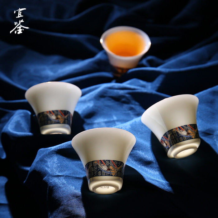 6238 宜鉴羊脂玉白瓷茶具套装青鸾来仪功夫茶具礼盒装办公家用轻奢礼品 - 图片 4