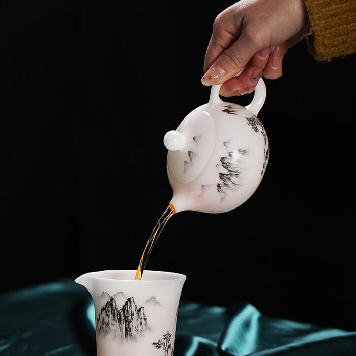 6178858 宜鉴冰种羊脂玉茶具高山流水德化玉瓷功夫茶具商用家用轻奢伴手礼 - 图片 4