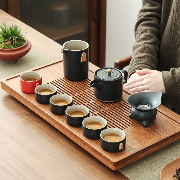 5146定制宜鉴黑陶路宝功夫茶具家用创意小套装描金陶瓷茶具轻奢伴手礼 - 图片 4
