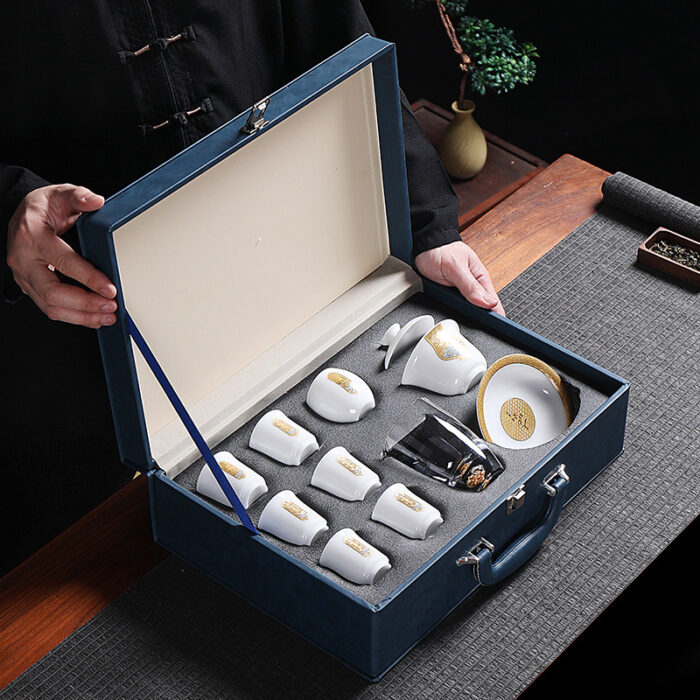 4298定制吉祥如意冰种羊脂玉茶具套装德化白瓷功夫茶具家用商用伴手礼 - 图片 5