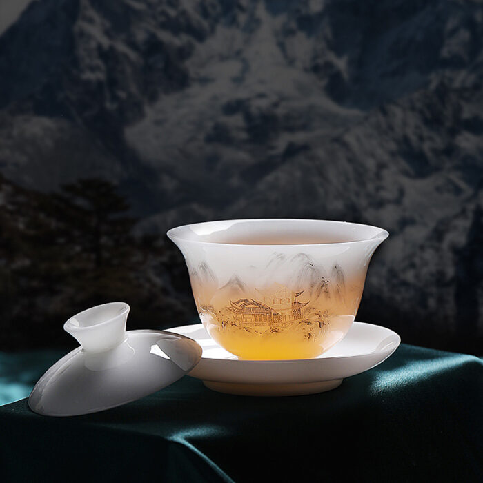 9198208宜鉴冰种羊脂玉茶具套装雪韵德化白瓷功夫茶具家用商用轻奢伴手礼01 - 图片 5