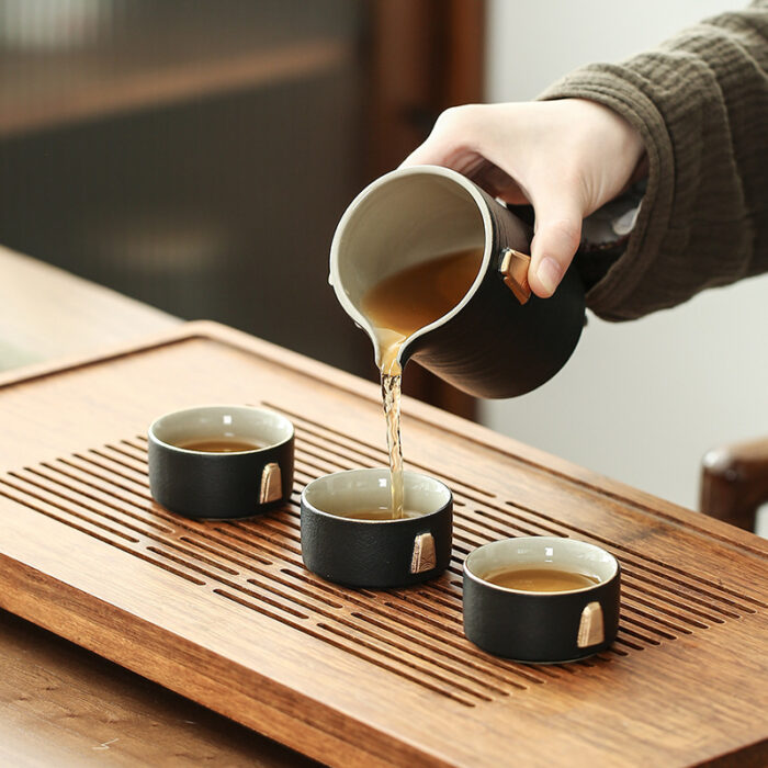 5146定制宜鉴黑陶路宝功夫茶具家用创意小套装描金陶瓷茶具轻奢伴手礼 - 图片 6