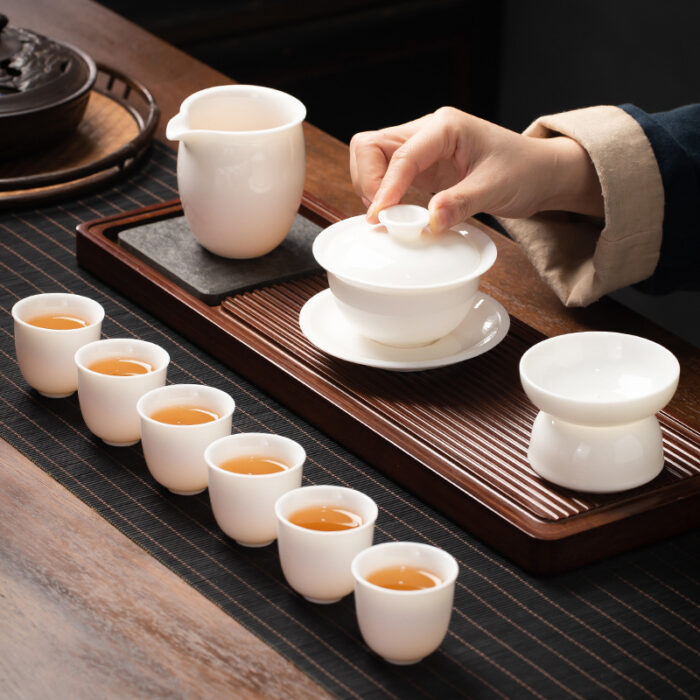 188 定制宜鉴玉瓷茶具套装羊脂玉功夫茶具德化白瓷品茗茶具茶杯伴手礼 - 图片 6