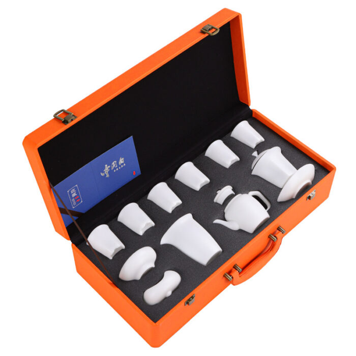 1358538宜鉴冰种羊脂玉茶具套装素烧冰雪白功夫茶具德化白瓷泡茶器具礼品 - 图片 7