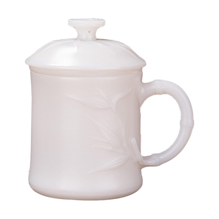 4238318宜鉴象牙白冰种玉瓷茶杯素烧德化玉瓷办公杯浮雕杯礼盒装轻奢礼品 - 图片 7