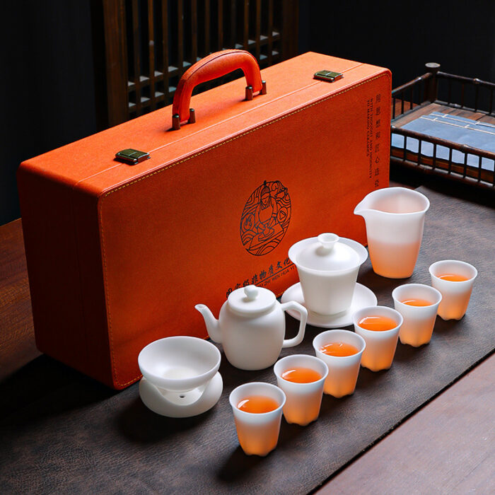 1358538宜鉴冰种羊脂玉茶具套装素烧冰雪白功夫茶具德化白瓷泡茶器具礼品 - 图片 8