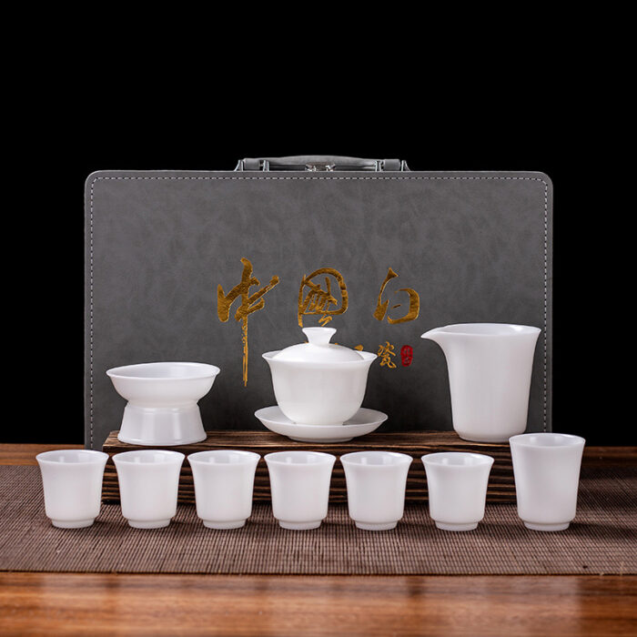 1357宜鉴乳白冰种玉瓷茶具素烧德化玉瓷功夫茶具羊脂玉茶具轻奢伴手礼 - 图片 8