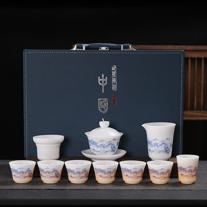 1178218宜鉴冰种羊脂玉茶具套装青韵素烧德化玉瓷功夫茶具家用商用伴手礼支持定制 - 图片 7