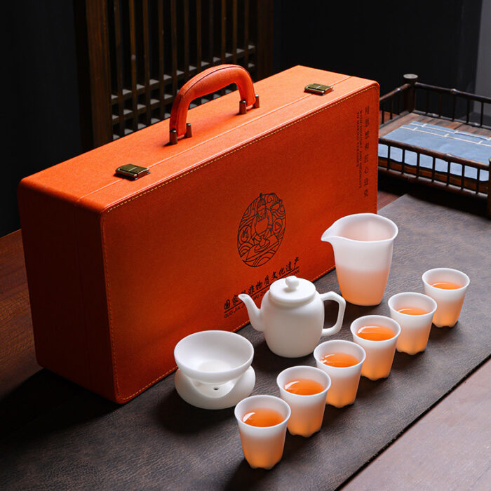 1358538宜鉴冰种羊脂玉茶具套装素烧冰雪白功夫茶具德化白瓷泡茶器具礼品 - 图片 9