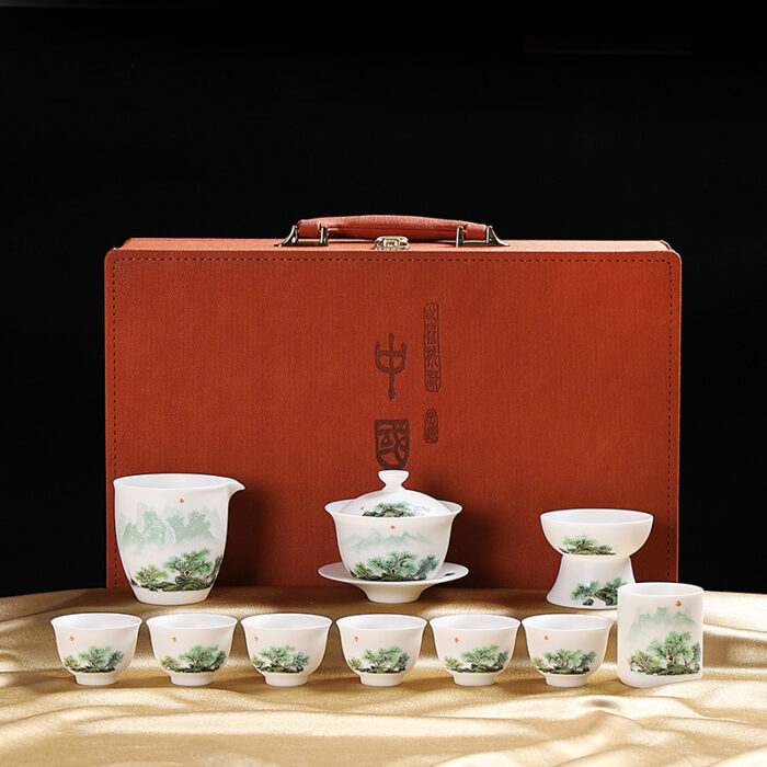 6998 宜鉴雅韵手绘精品茶具德化白瓷羊脂玉功夫茶具商用家用高端伴手礼 - 图片 8
