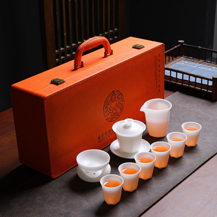 1358538宜鉴冰种羊脂玉茶具套装素烧冰雪白功夫茶具德化白瓷泡茶器具礼品 - 图片 10