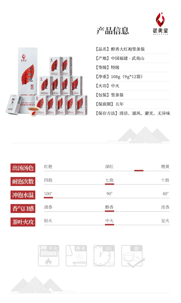武夷星·醇香大红袍（竖条装）浓韵裹香入喉来，品茗且享岁月悠，武夷星大红袍，茶汤醇厚醉人间 - 图片 2